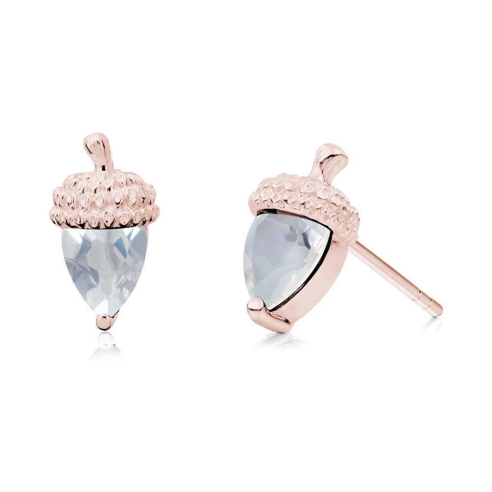 Pear Cut Moonstone Acorn Stud Earrings - Image 2