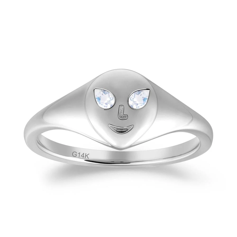 Pear Cut Moonstone Ring with Smile Emoji