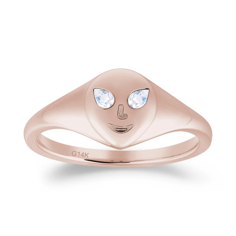 Pear Cut Moonstone Ring with Smile Emoji - Image 6