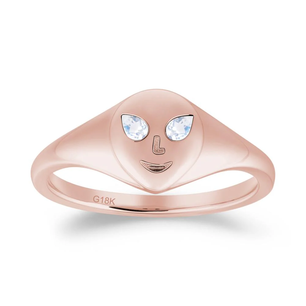 Pear Cut Moonstone Ring with Smile Emoji - Image 8