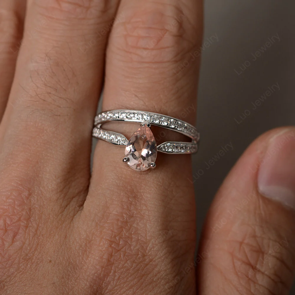 Pear Cut Morganite Engagement Ring - Image 4