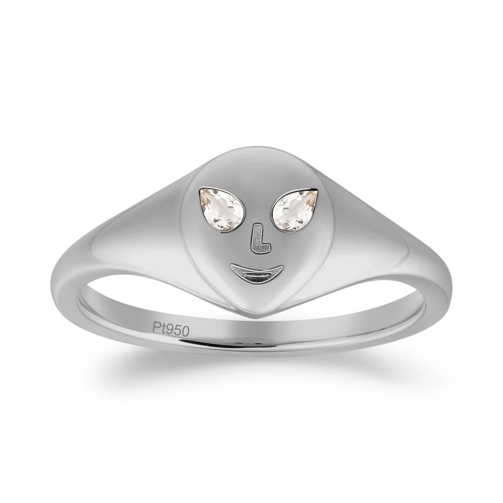 Pear Cut Morganite Ring with Smile Emoji
