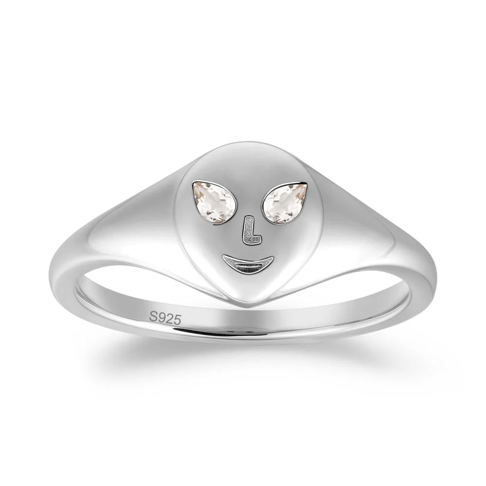 Pear Cut Morganite Ring with Smile Emoji - Image 5