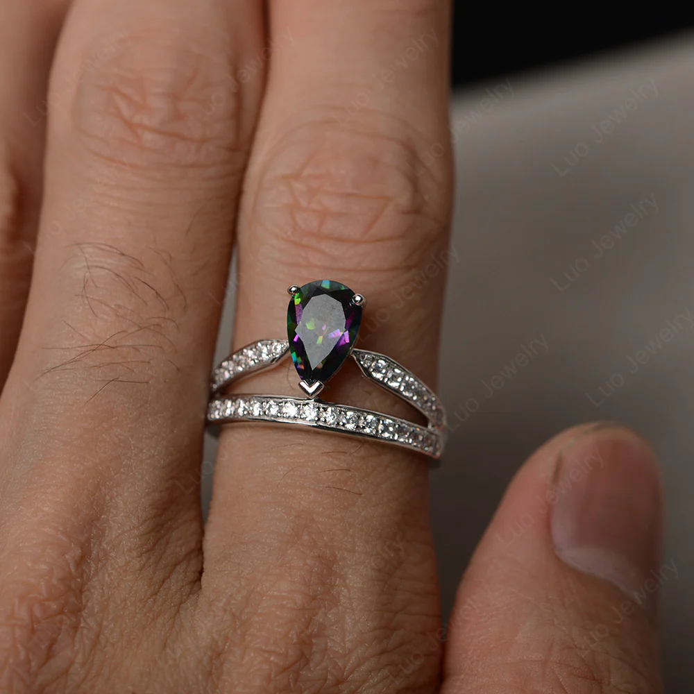 Mystic Topaz Pear Crown Ring - Image 3