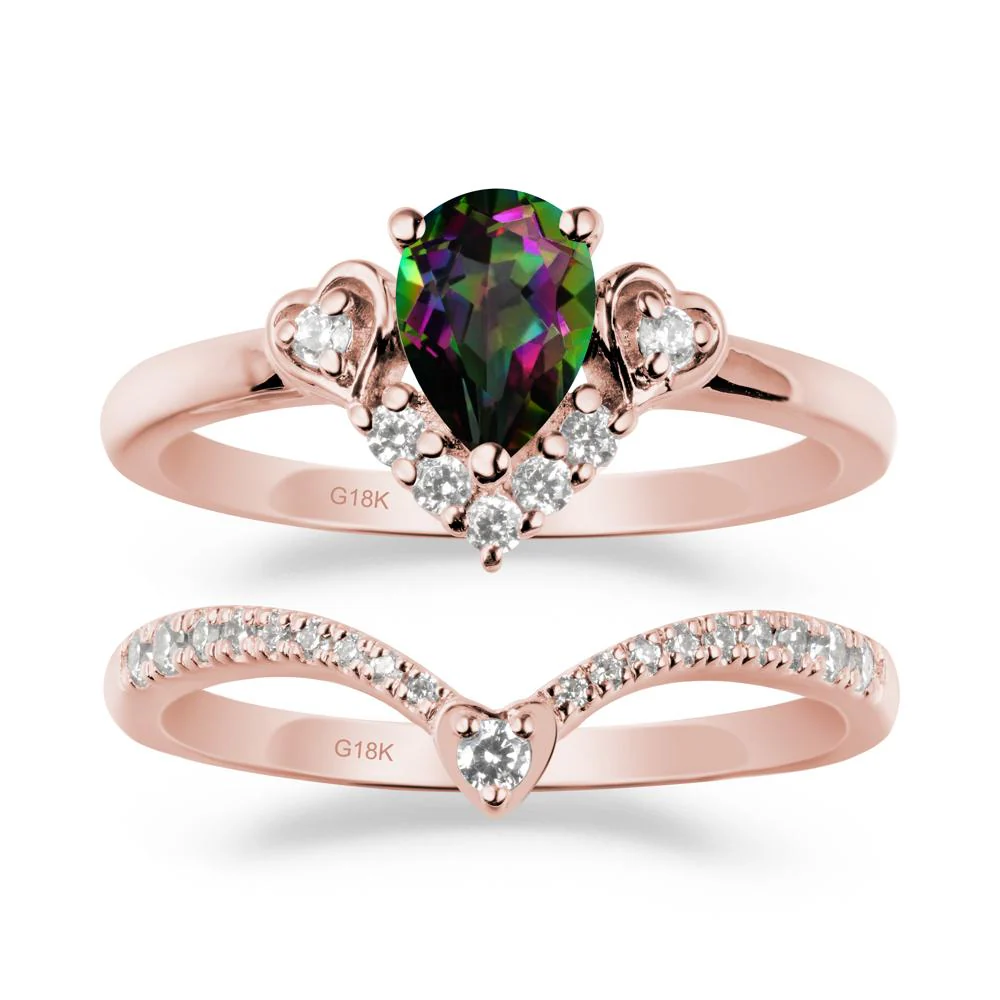 Pear-Cut Mystic Topaz Heart Bridal Set - Image 4