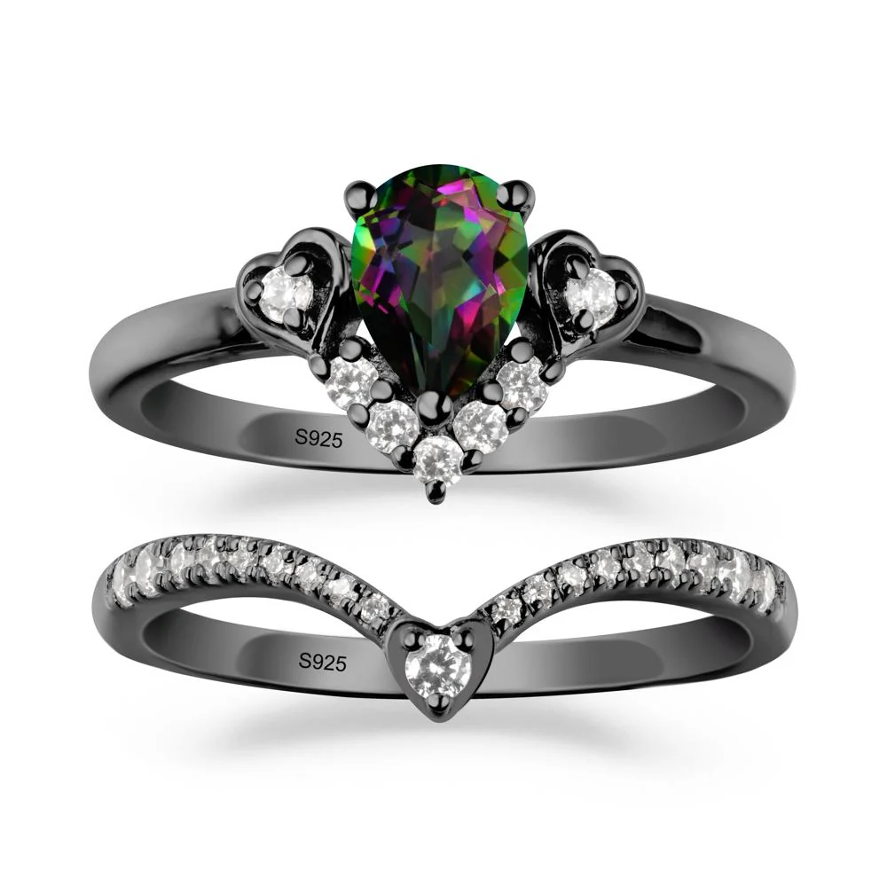 Pear-Cut Mystic Topaz Heart Bridal Set - Image 7