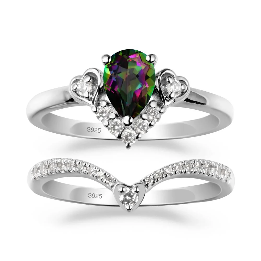 Pear-Cut Mystic Topaz Heart Bridal Set - Image 9