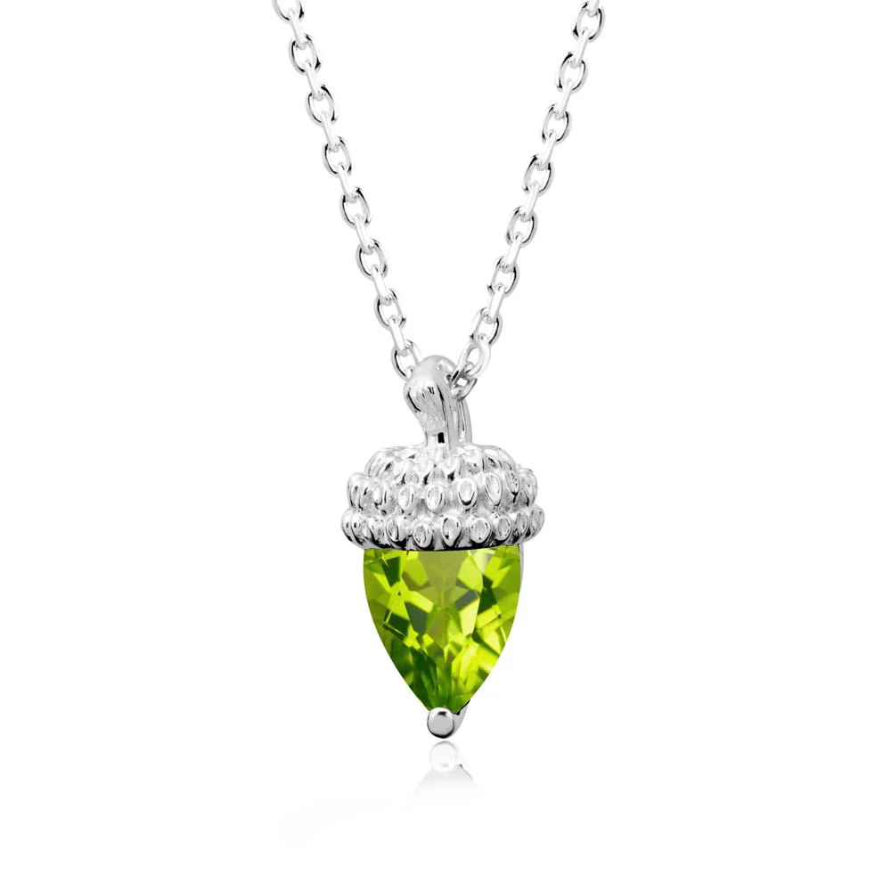 Pear Cut Peridot Acorn Pendant - Image 3