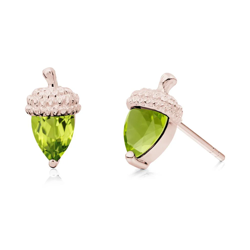Pear Cut Peridot Acorn Stud Earrings - Image 2