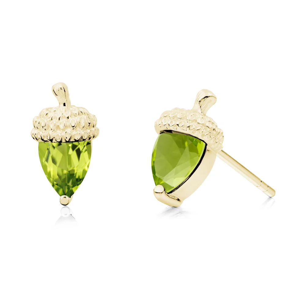 Pear Cut Peridot Acorn Stud Earrings - Image 9
