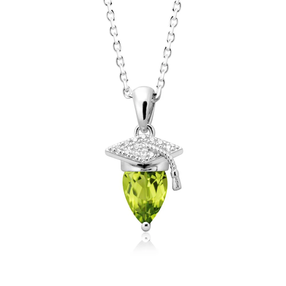 Pear Cut Peridot Graduation Necklace - Image 3