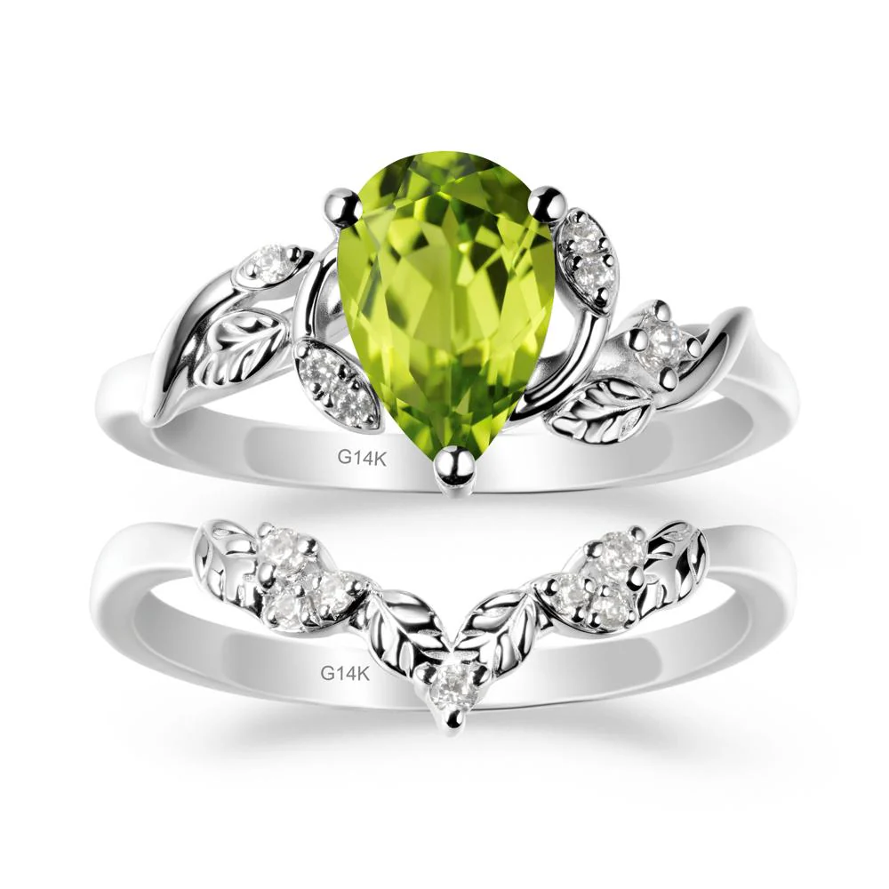 Pear Cut Peridot Leaf Ring Set - Image 2
