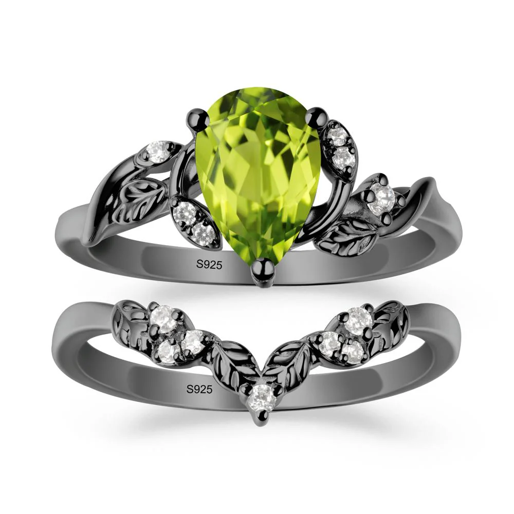 Pear Cut Peridot Leaf Ring Set - Image 7