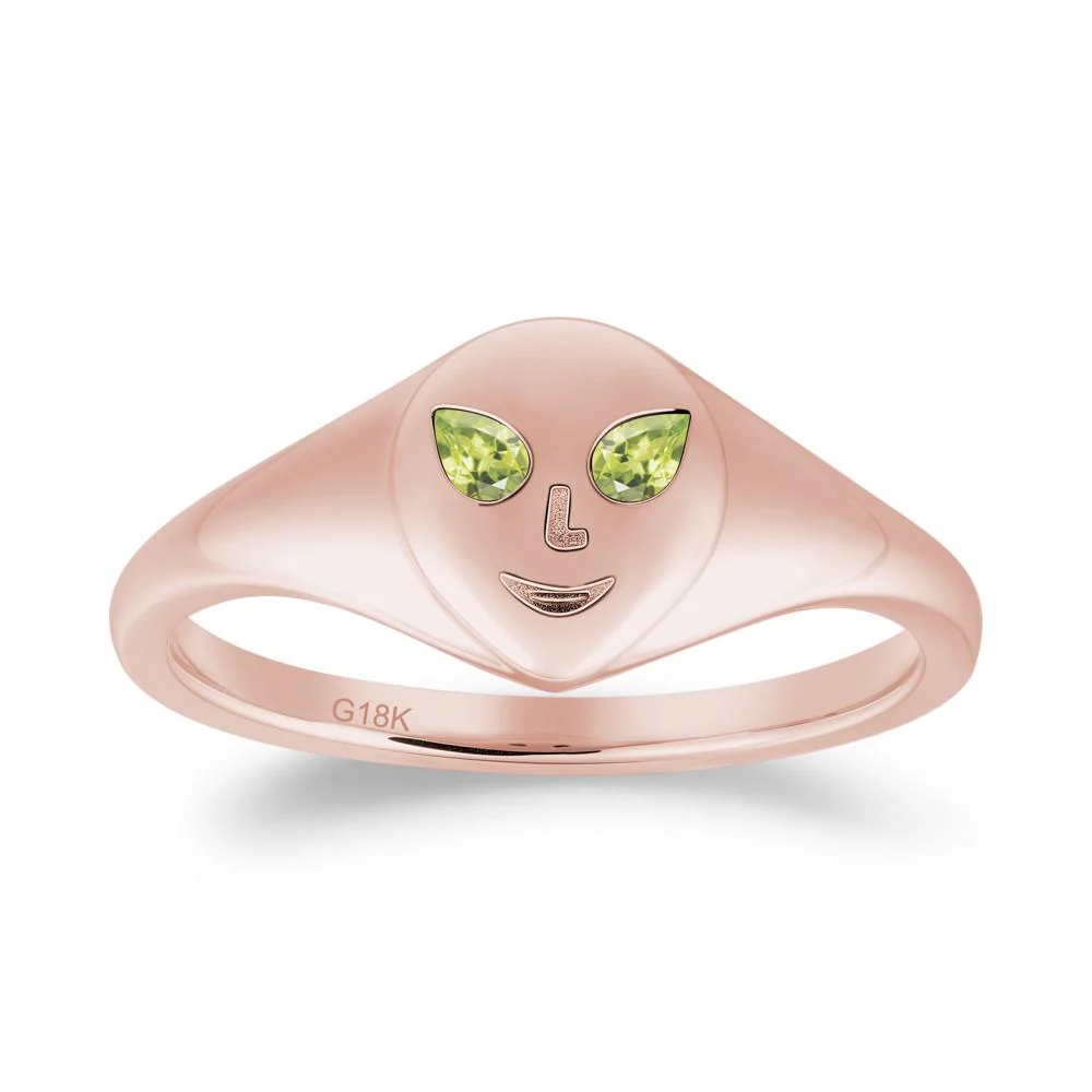 Pear Cut Peridot Ring with Smile Emoji - Image 4