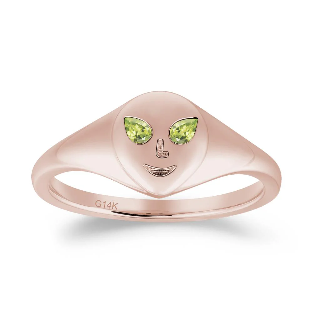 Pear Cut Peridot Ring with Smile Emoji - Image 7