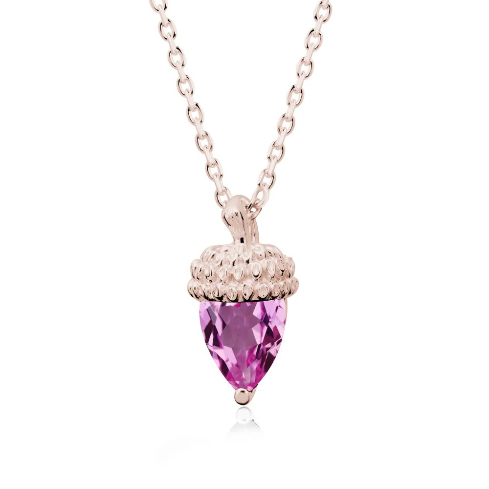 Pear Cut Pink Sapphire Acorn Pendant