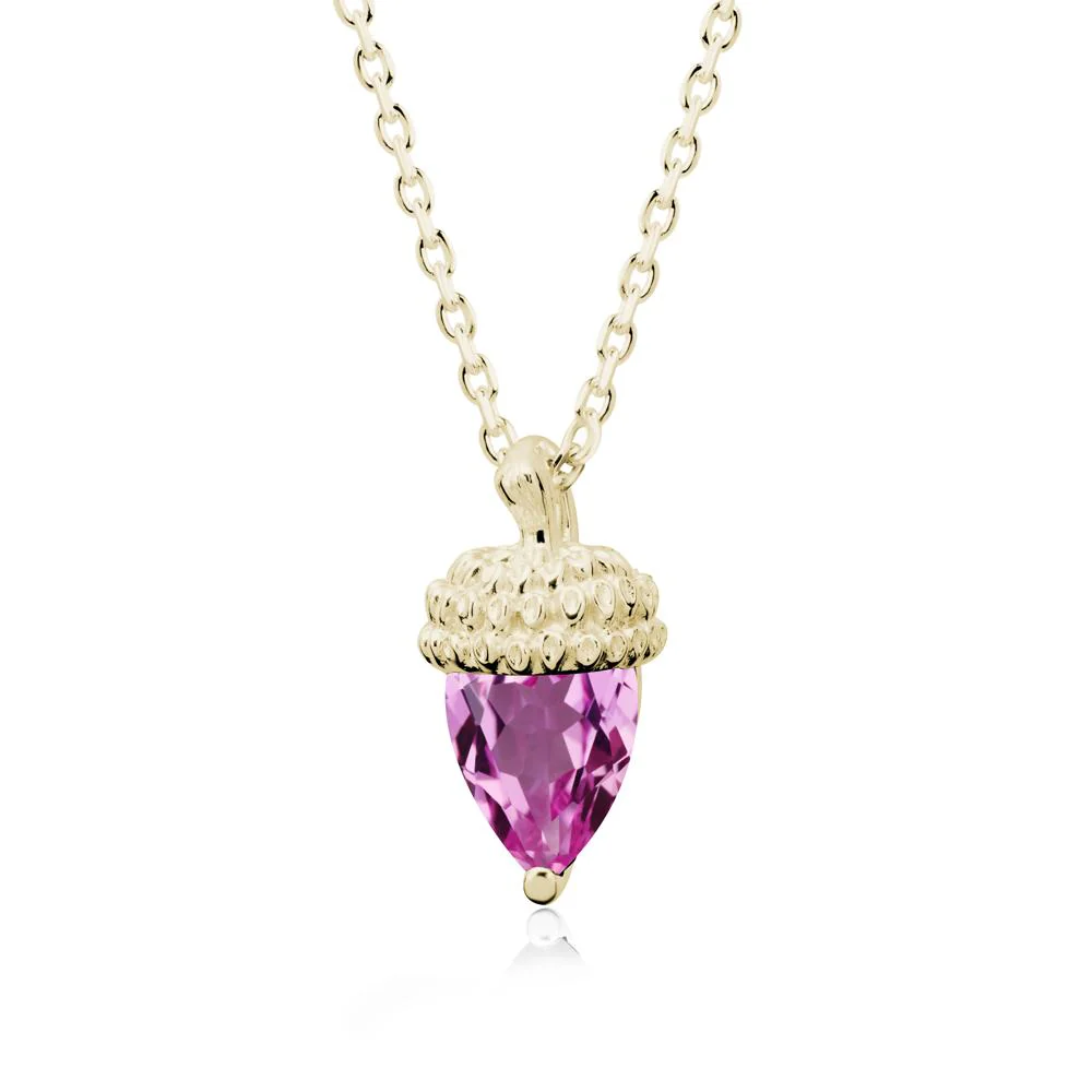 Pear Cut Pink Sapphire Acorn Pendant - Image 3