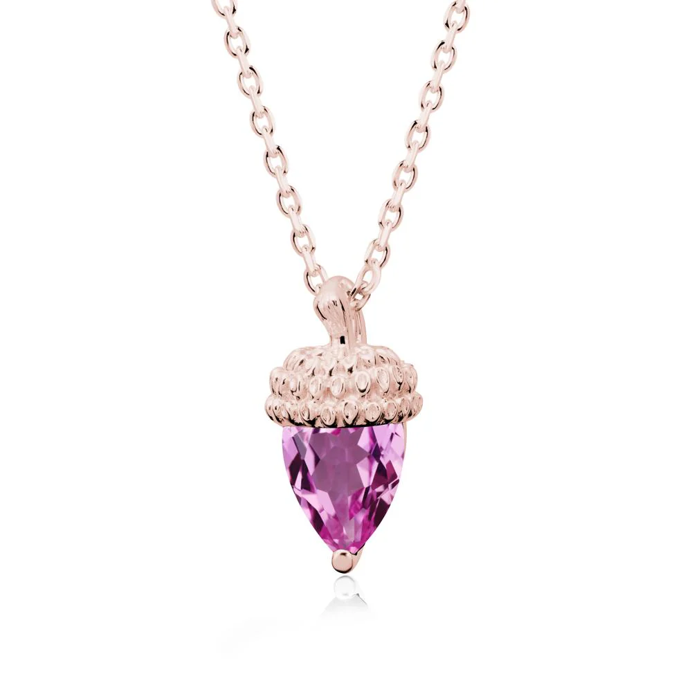 Pear Cut Pink Sapphire Acorn Pendant - Image 4