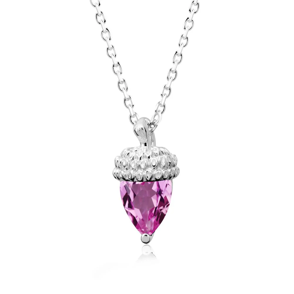 Pear Cut Pink Sapphire Acorn Pendant - Image 5