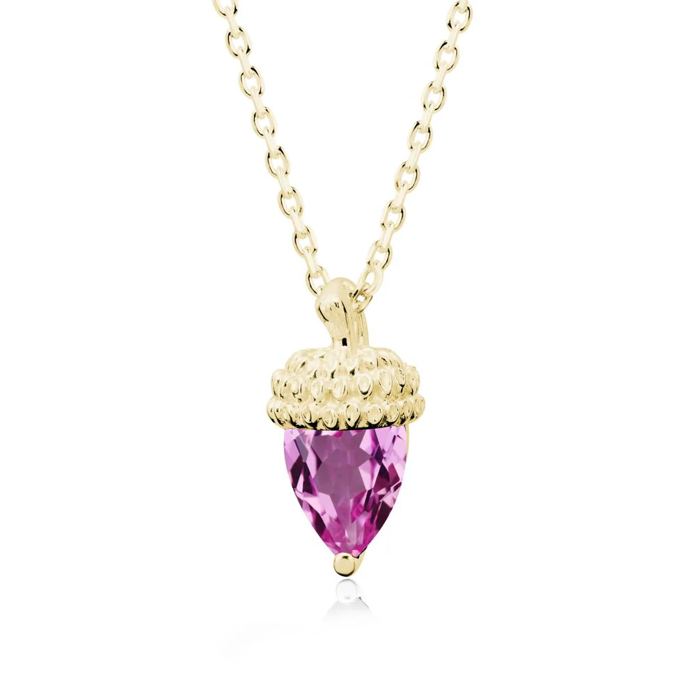 Pear Cut Pink Sapphire Acorn Pendant - Image 6