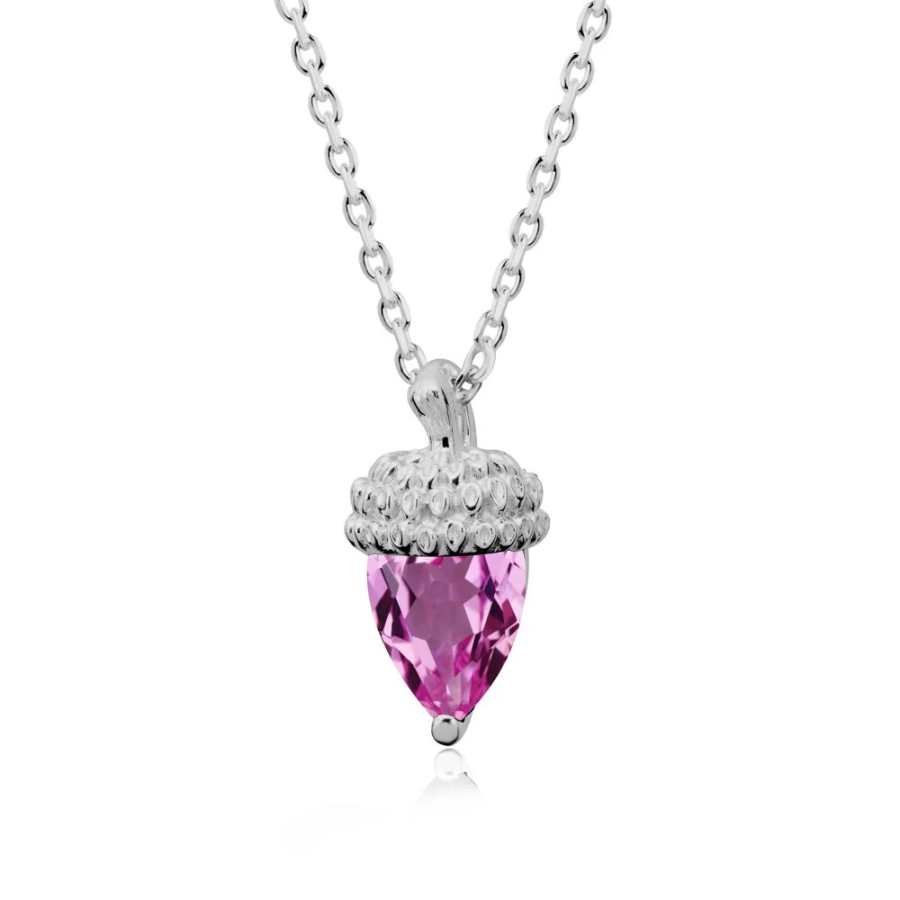 Pear Cut Pink Sapphire Acorn Pendant - Image 8