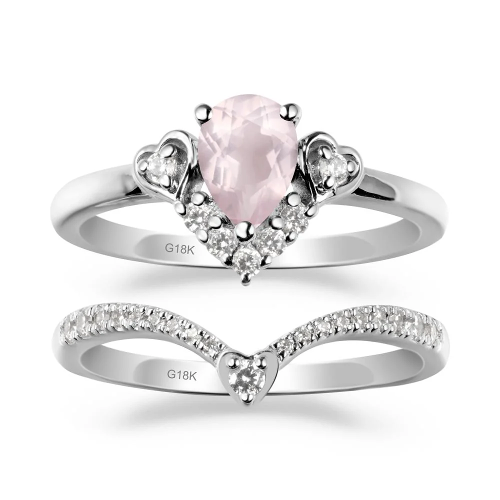 Pear-Cut Rose Quartz Heart Bridal Set - Image 5