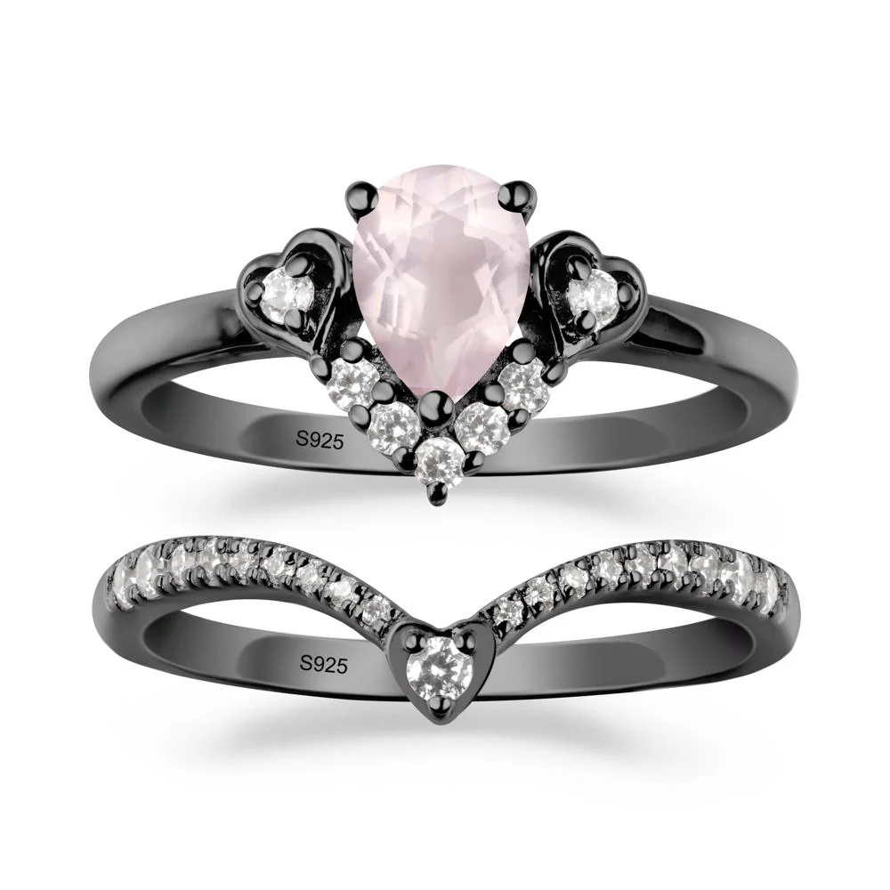 Pear-Cut Rose Quartz Heart Bridal Set - Image 7