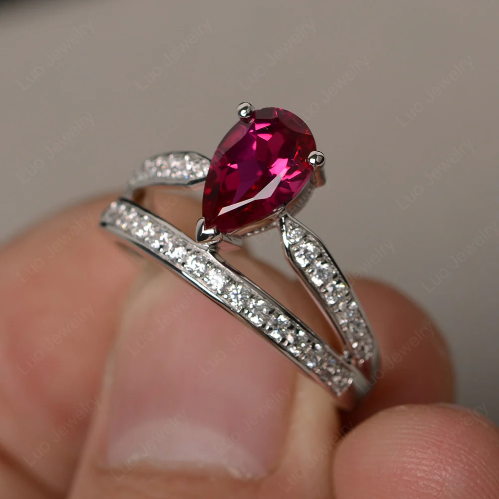 Ruby Pear Crown Ring - Image 2