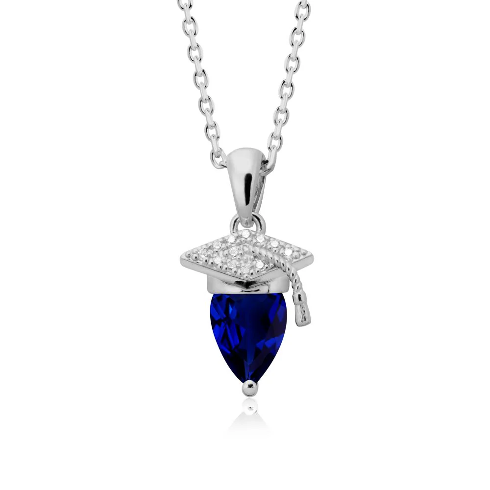 Pear Cut Sapphire Graduation Necklace - Image 9