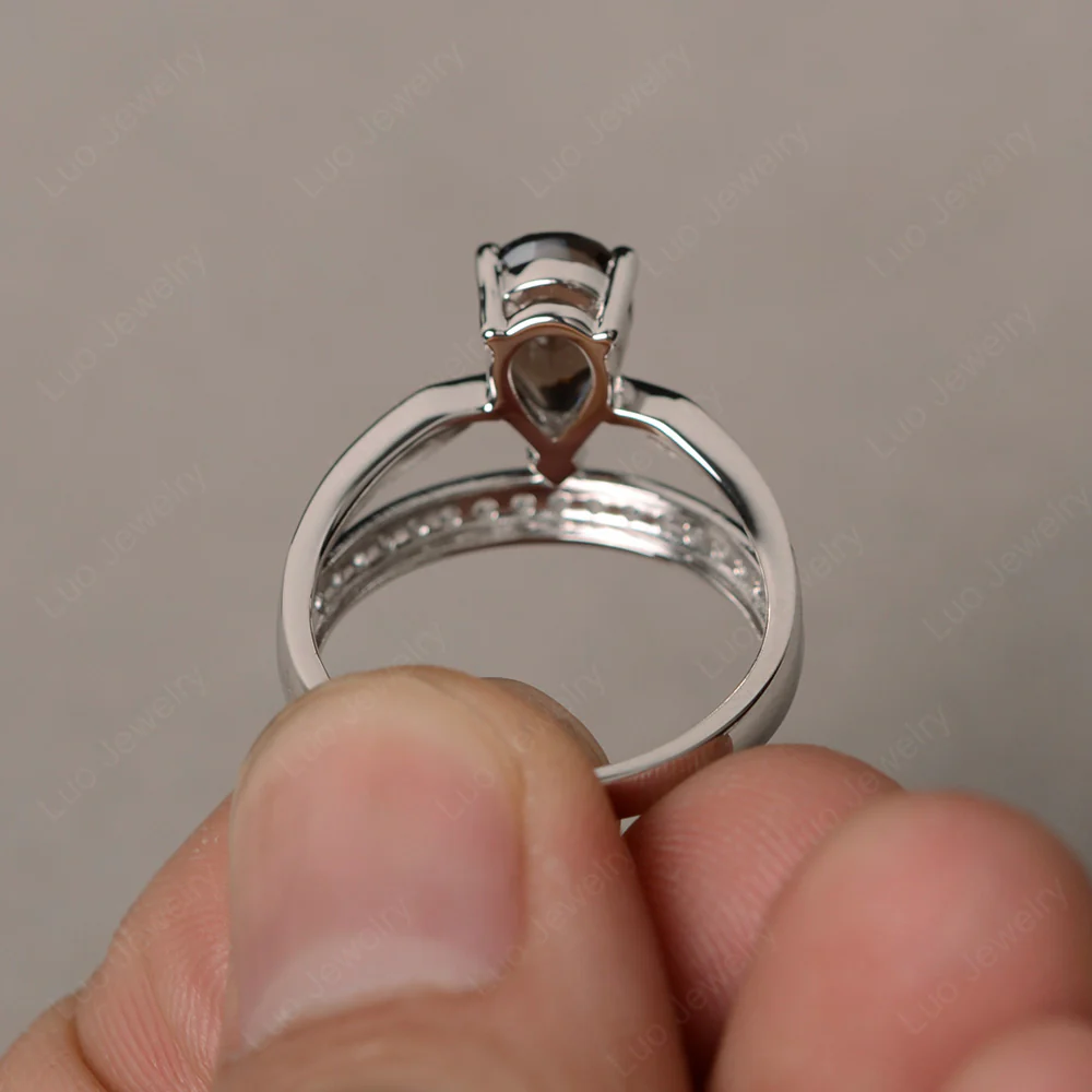 Smoky Quartz Pear Crown Ring - Image 3