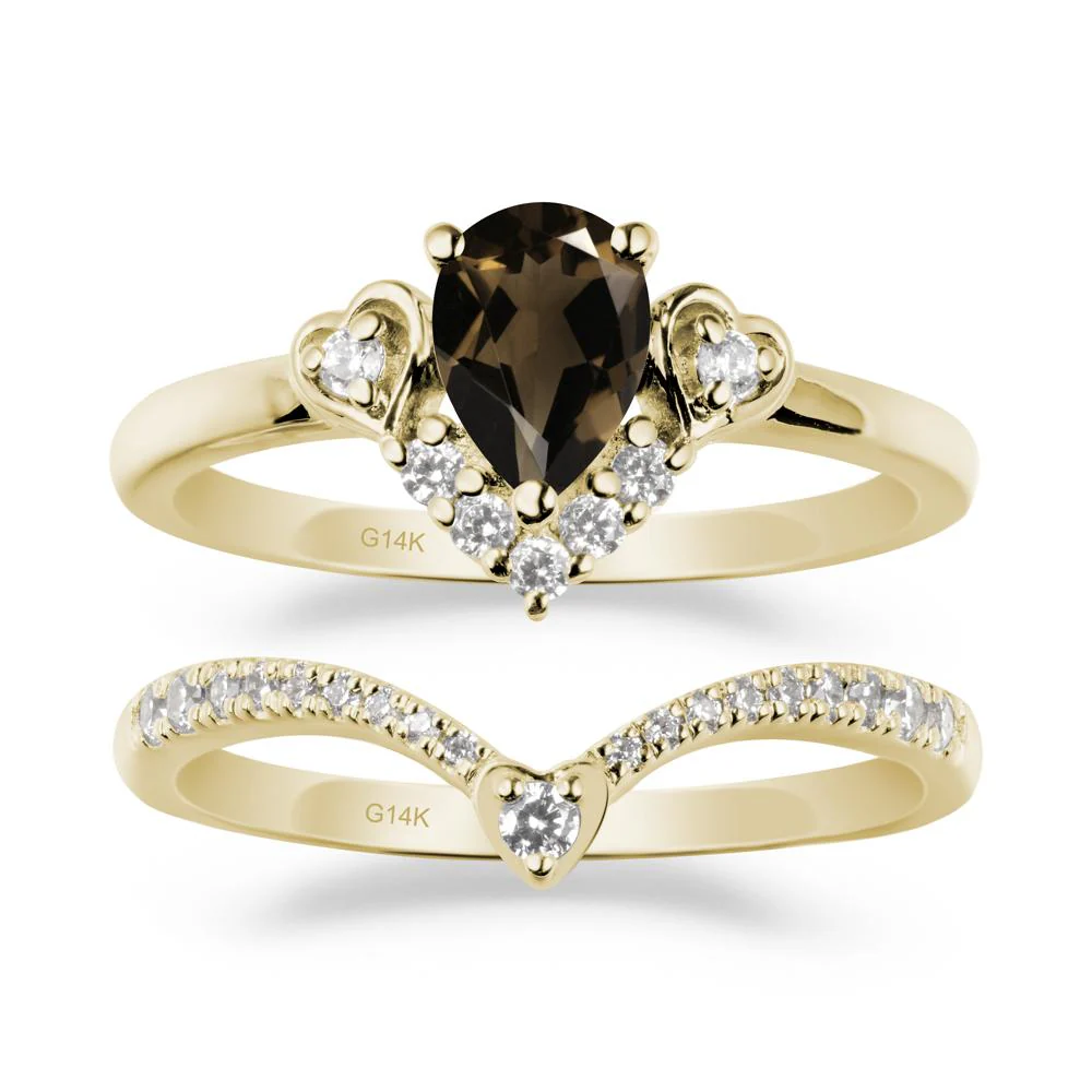 Pear-Cut Smoky Quartz Heart Bridal Set - Image 3