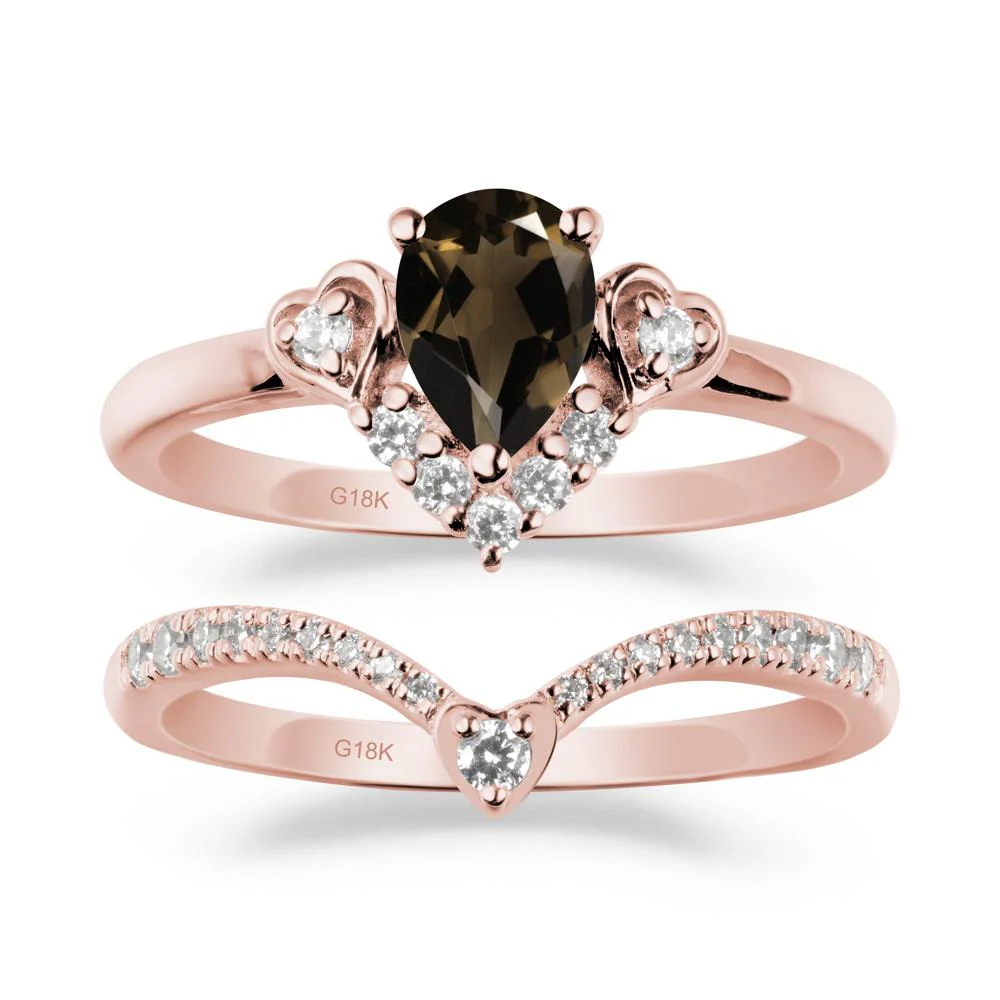 Pear-Cut Smoky Quartz Heart Bridal Set - Image 4