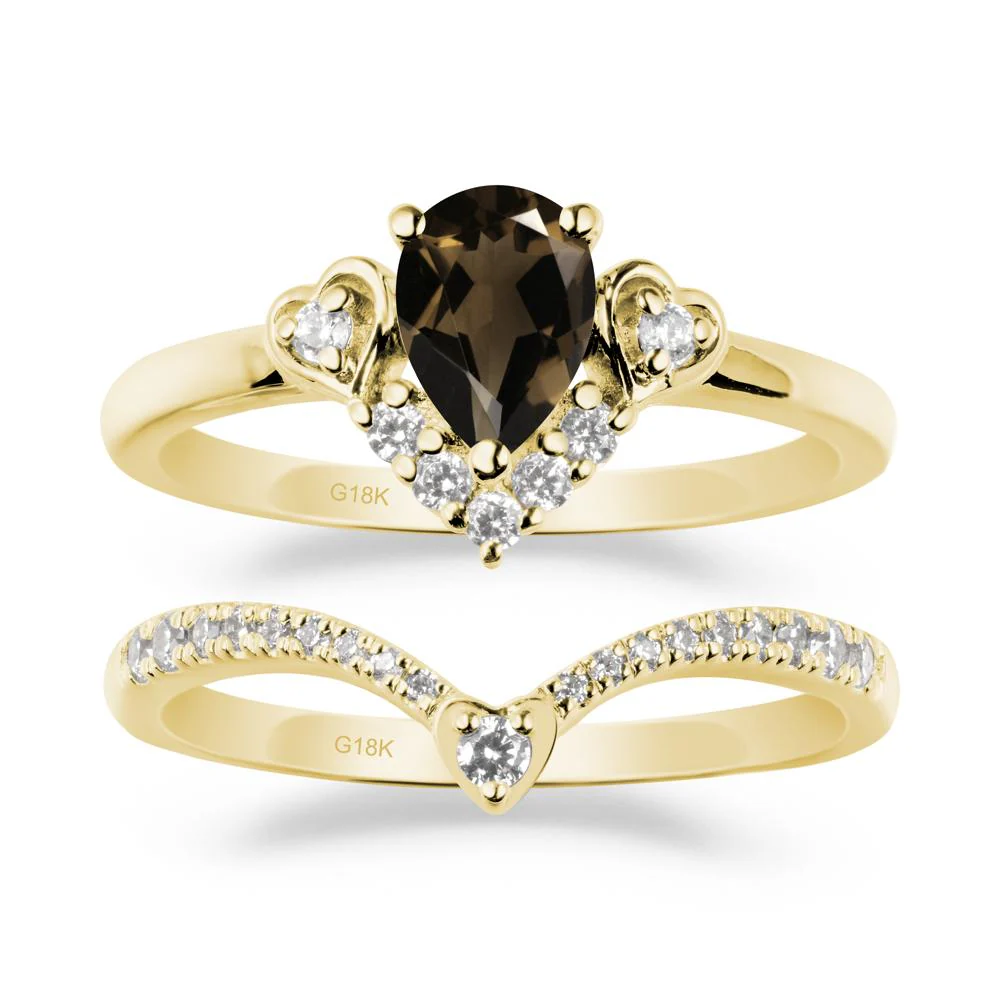 Pear-Cut Smoky Quartz Heart Bridal Set - Image 6