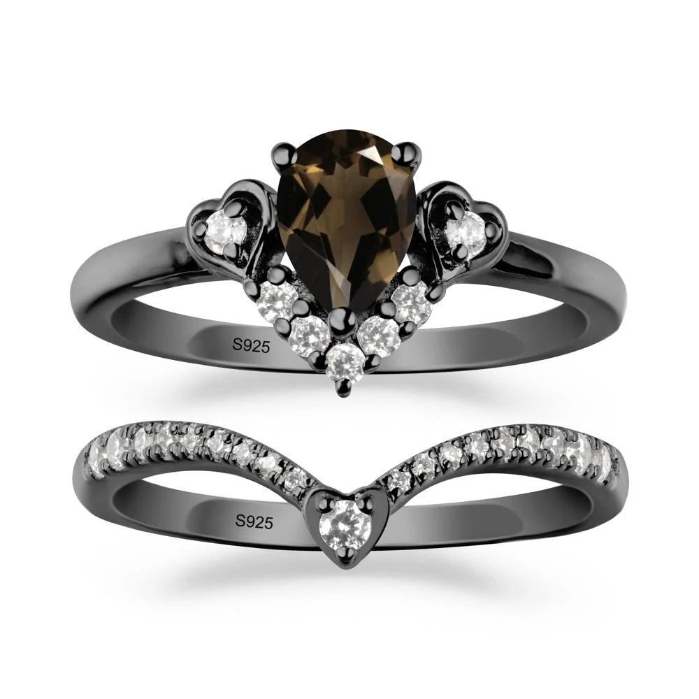 Pear-Cut Smoky Quartz Heart Bridal Set - Image 7