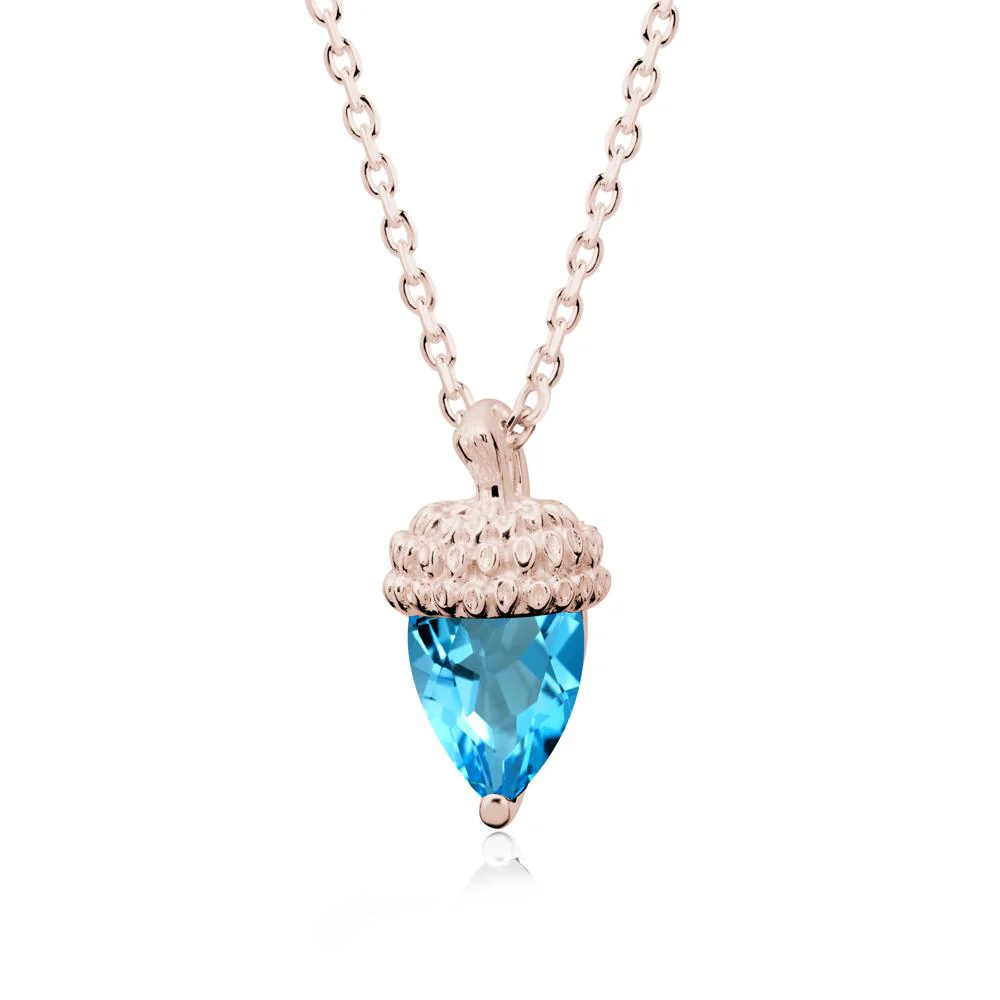 Pear Cut Swiss Blue Topaz Acorn Pendant - Image 2