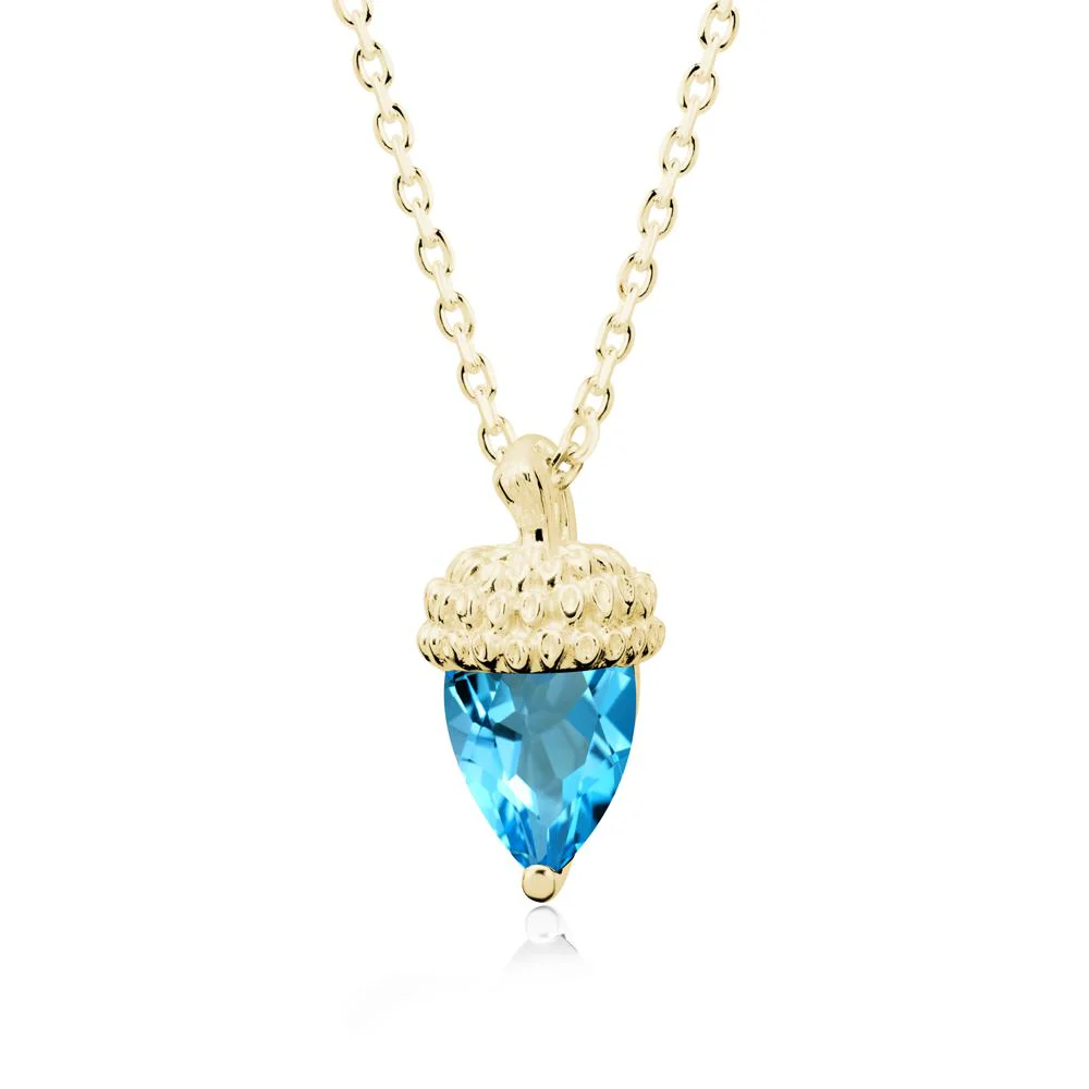 Pear Cut Swiss Blue Topaz Acorn Pendant - Image 6
