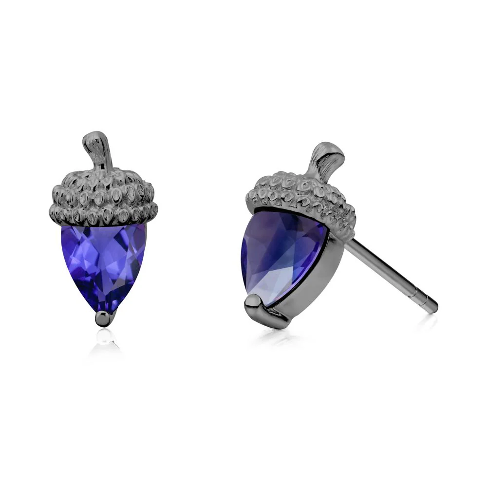 Pear Cut Tanzanite Acorn Stud Earrings