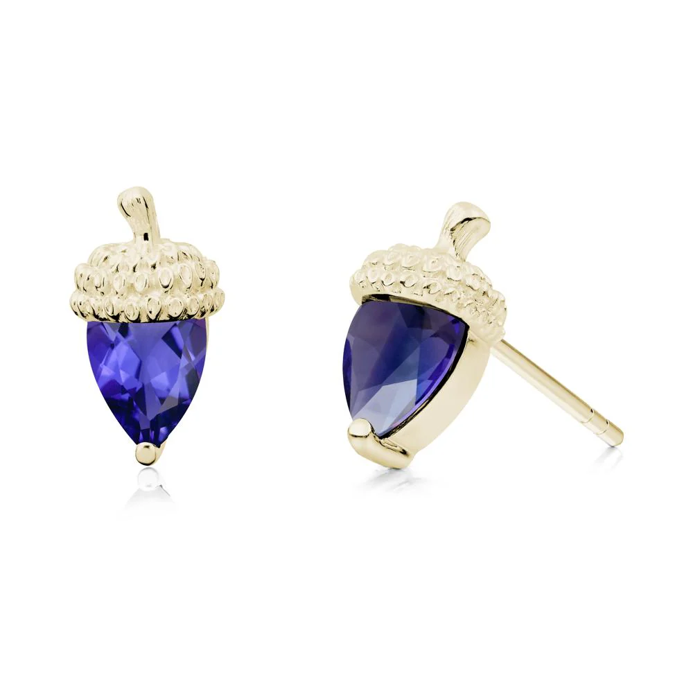 Pear Cut Tanzanite Acorn Stud Earrings - Image 4