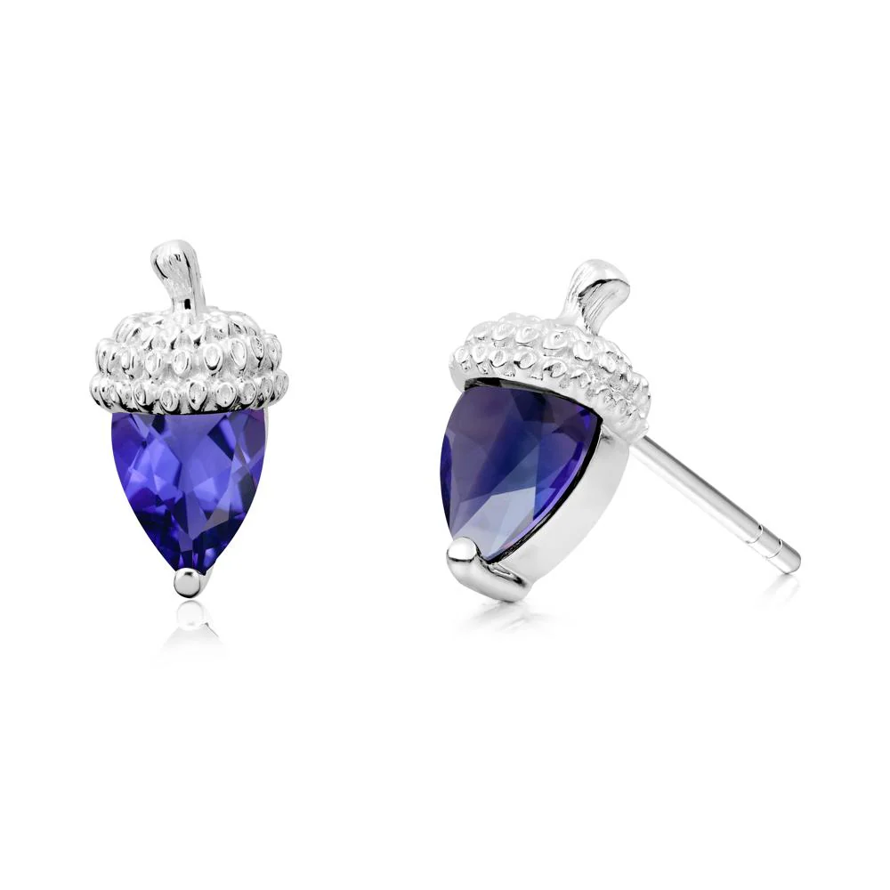 Pear Cut Tanzanite Acorn Stud Earrings - Image 5