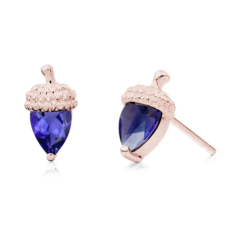 Pear Cut Tanzanite Acorn Stud Earrings - Image 6