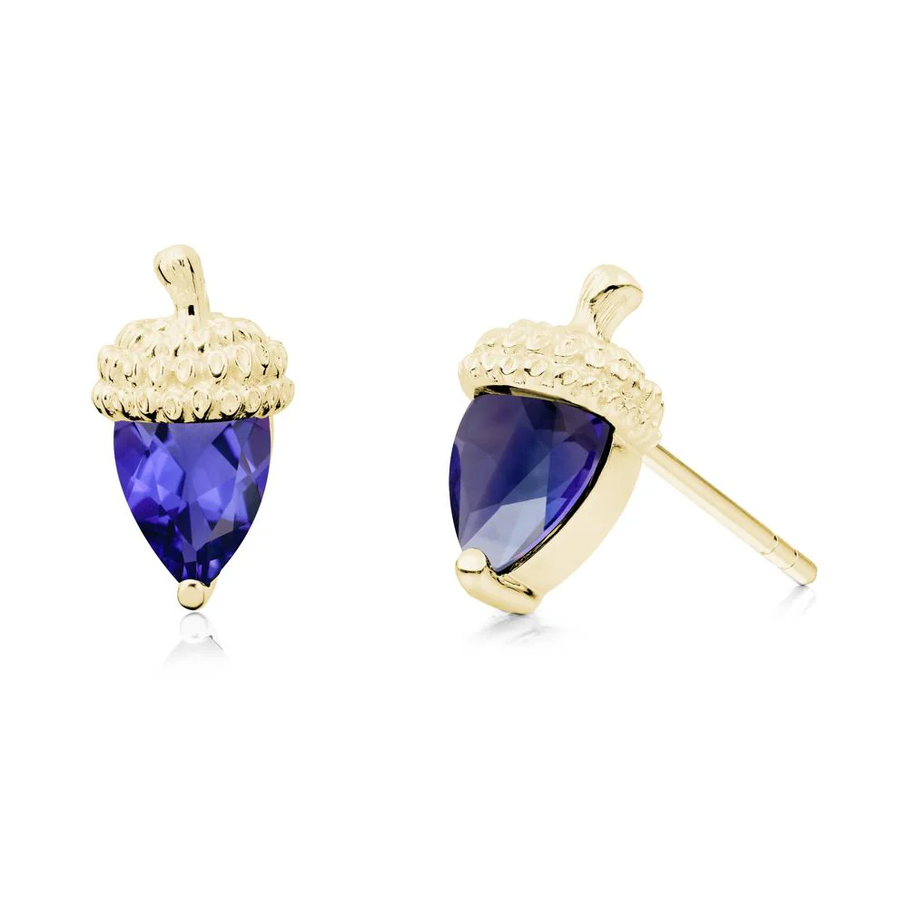 Pear Cut Tanzanite Acorn Stud Earrings - Image 9