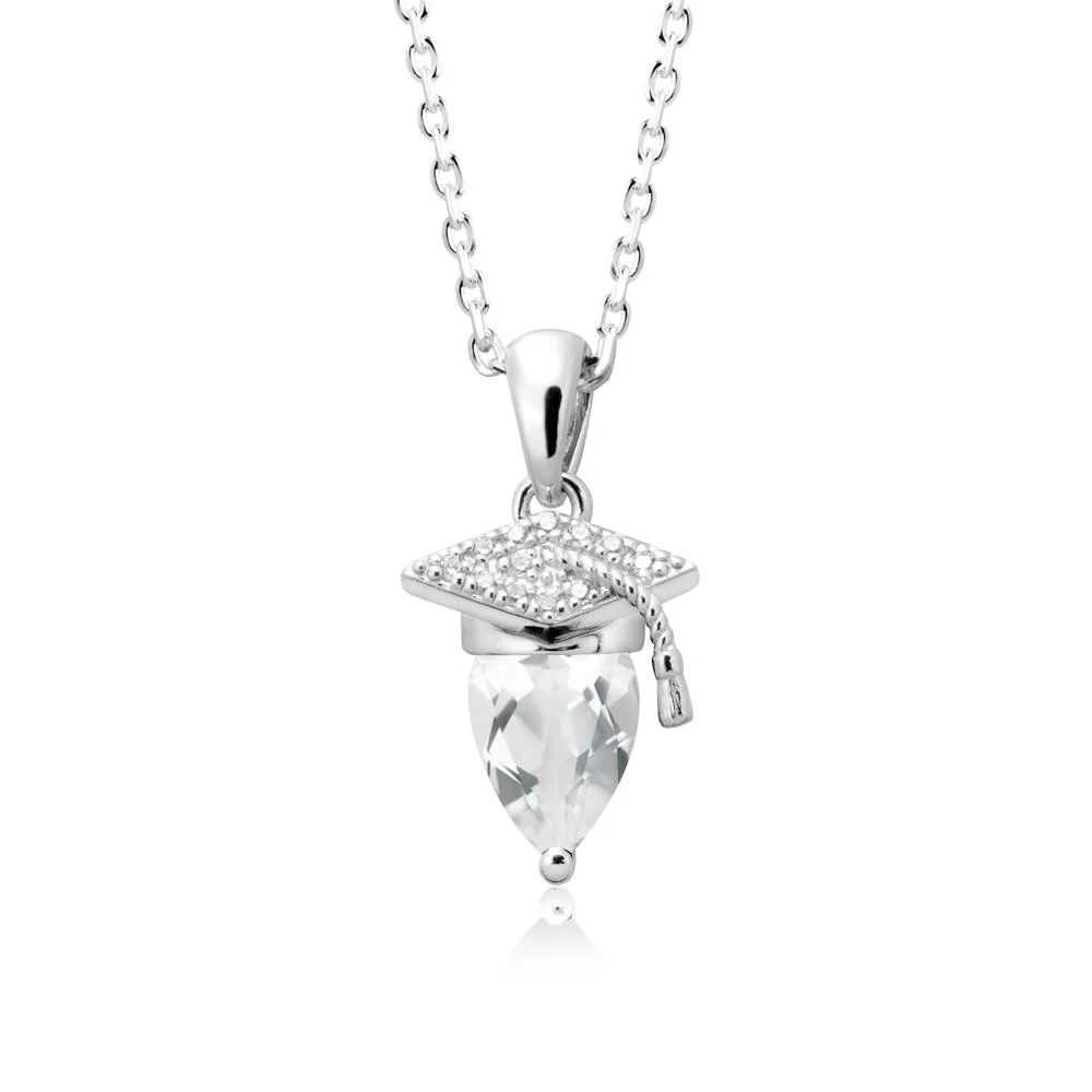 Pear Cut White Topaz Graduation Necklace