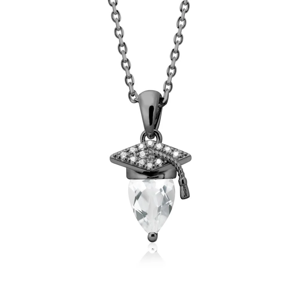 Pear Cut White Topaz Graduation Necklace - Image 7