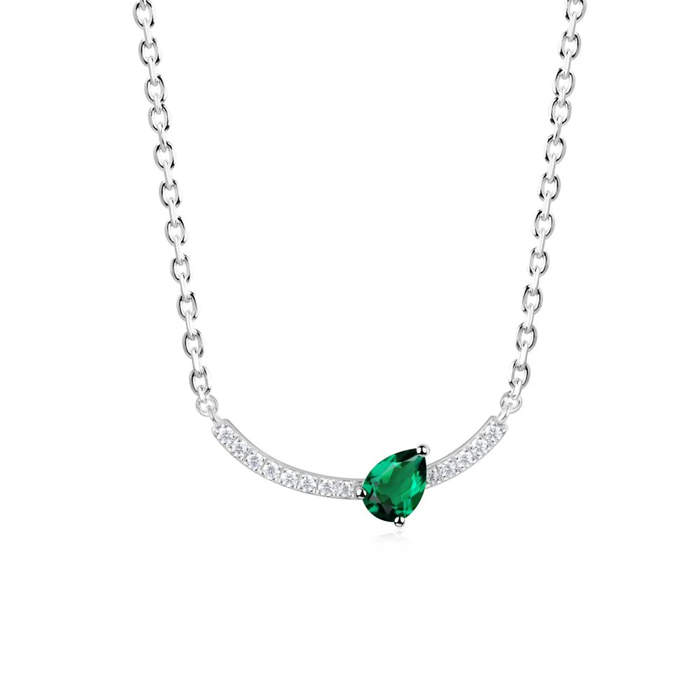 Pear Emerald Smile Necklace - Image 2