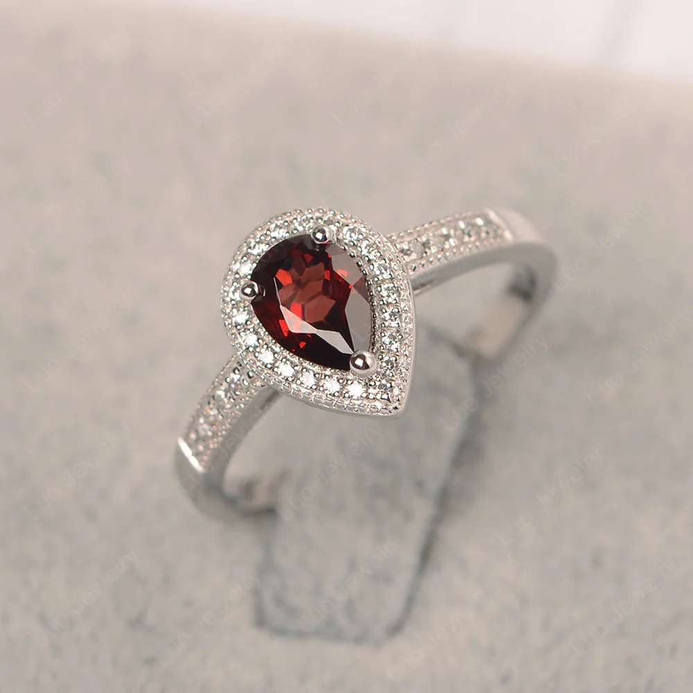 Milgrain Garnet Ring