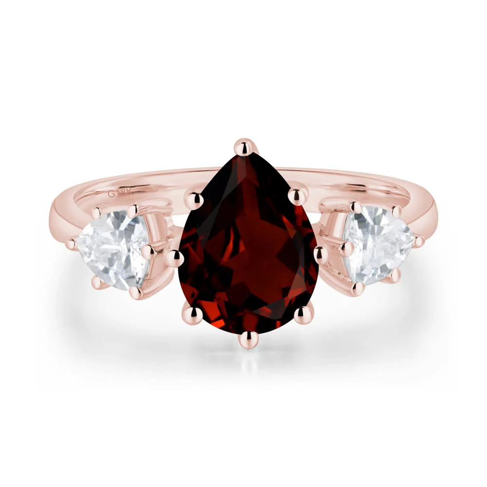 Pear Garnet Ring with Trillion Side Stone - Image 8