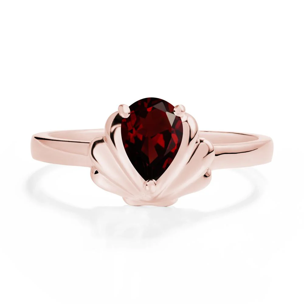 Pear Garnet Shell Engagement Ring - Image 5