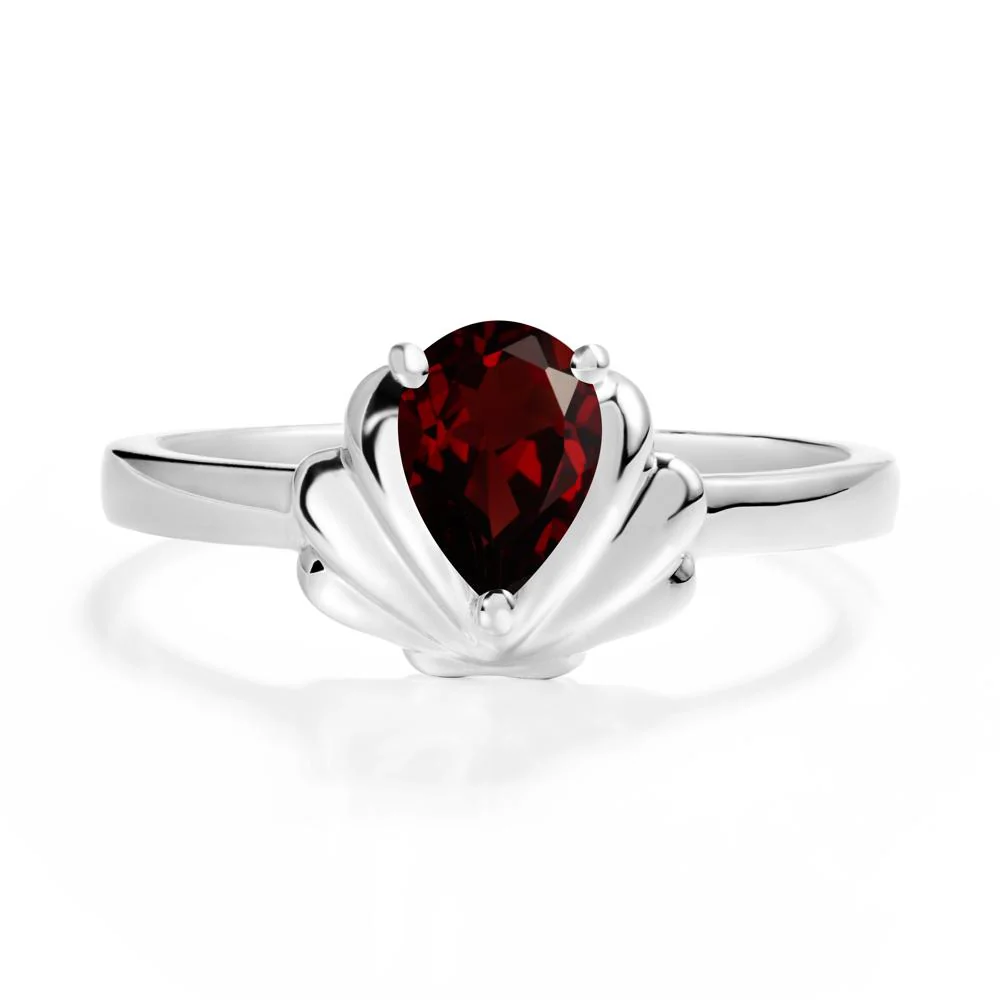 Pear Garnet Shell Engagement Ring - Image 6