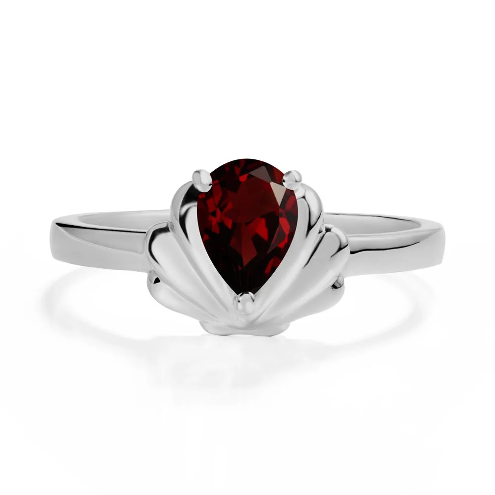 Pear Garnet Shell Engagement Ring - Image 8