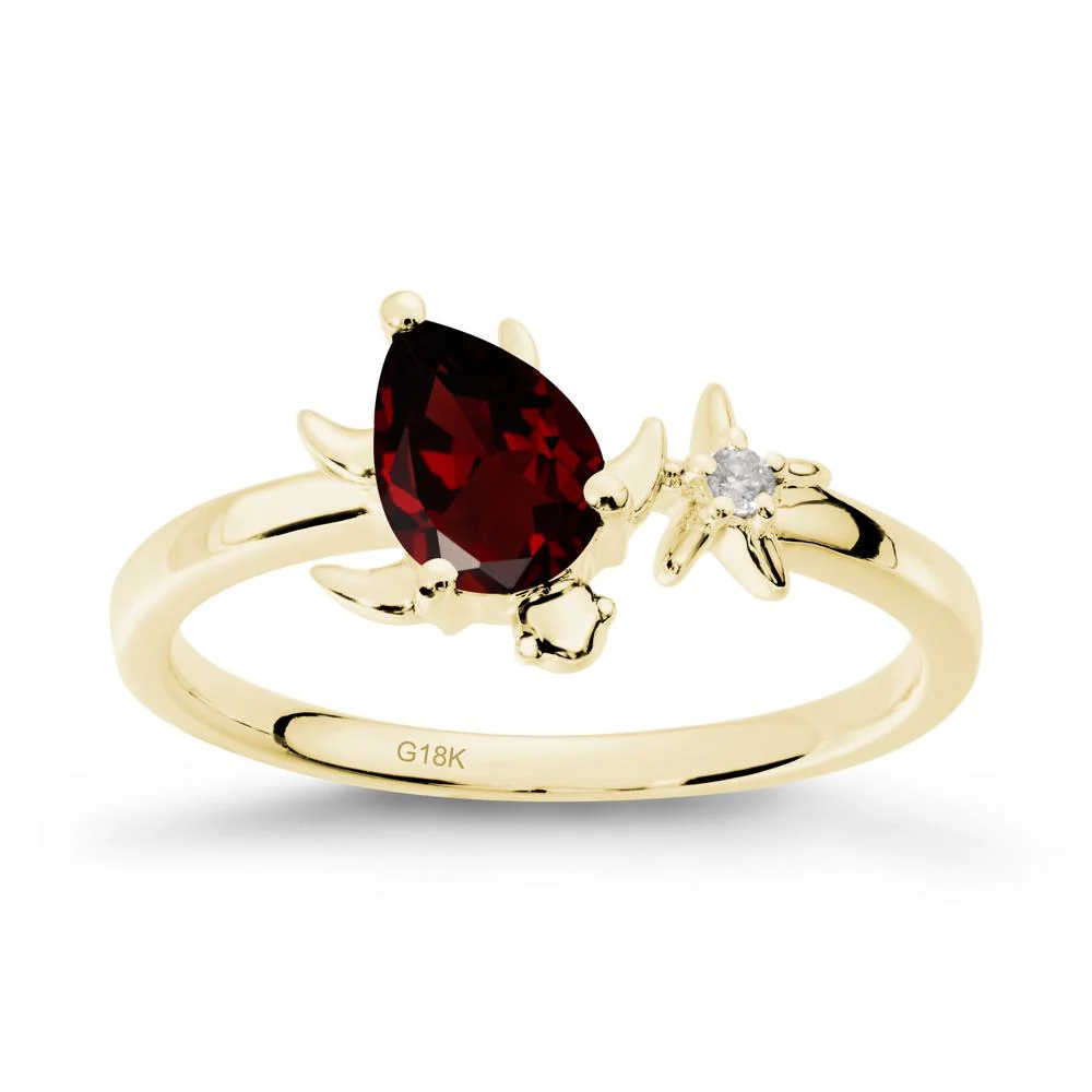 Pear Garnet Turtle and Starfish Ring - Image 6